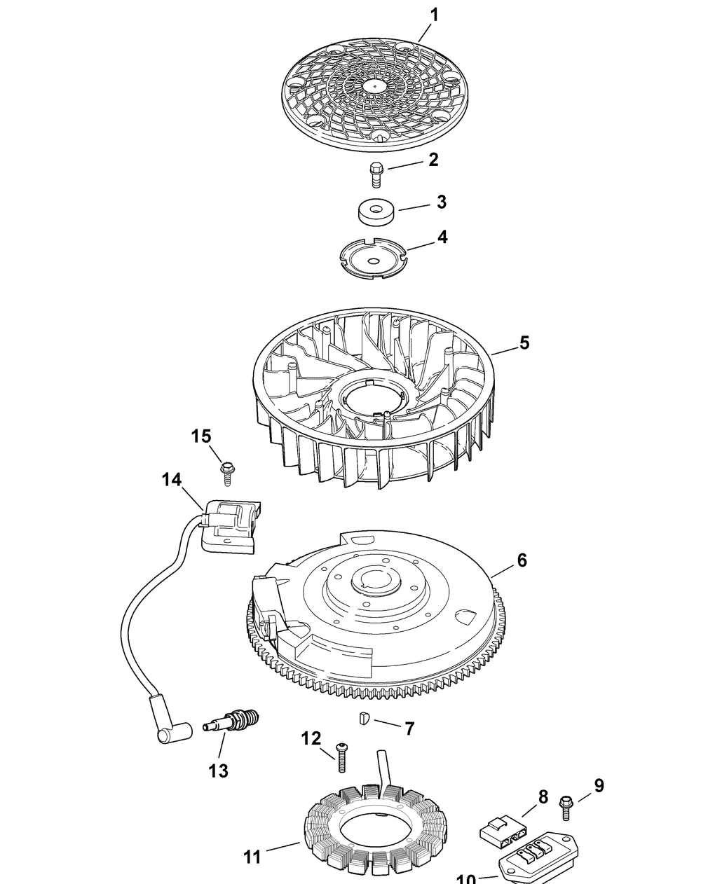 Engine Flywheel And Electrical Diagram and Parts List for FMZ50 17AF4BFP009-17AF4BFP010-17AF4BFP209-17AF4BFP210-17AF4BFP710 Cub Cadet Lawn Tractor